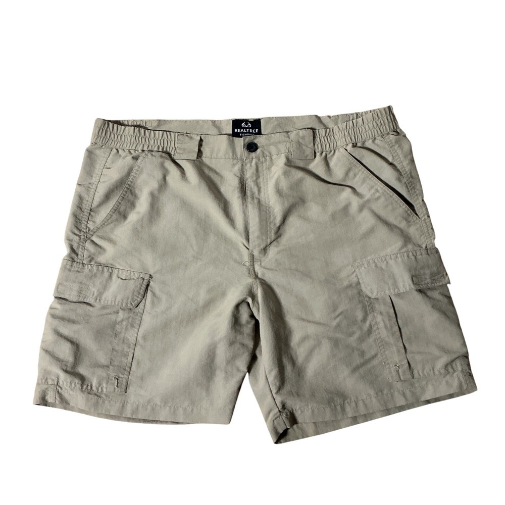 Realtree Fishing Mens XL 40 42 Tan Khaki Nylon Cargo‎ Shorts  Outdoor Gorpcore
